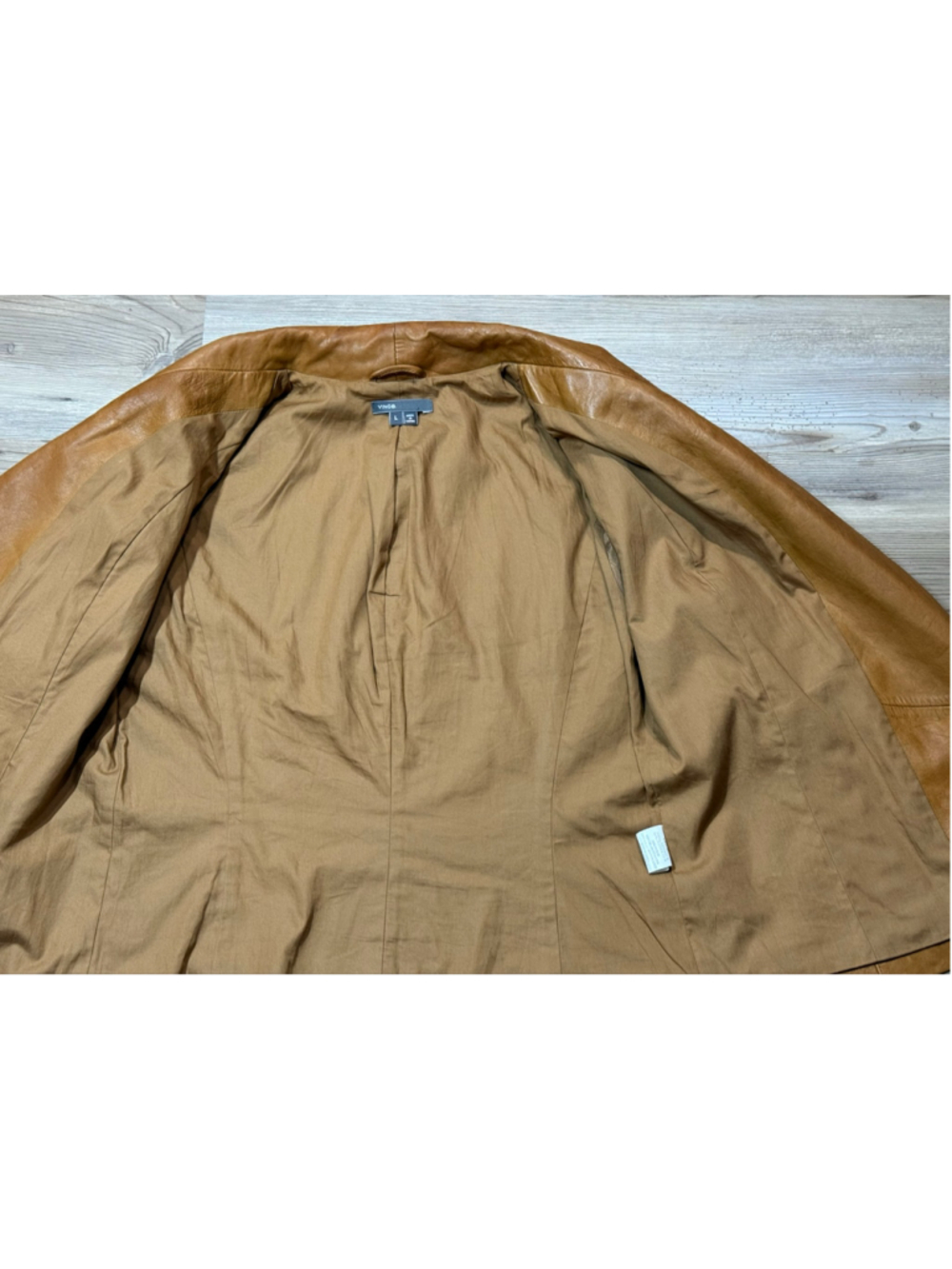 Women's Vince Scuba Brown Leather Asymmetrical Zip Jacket L - Picture 11 of 15